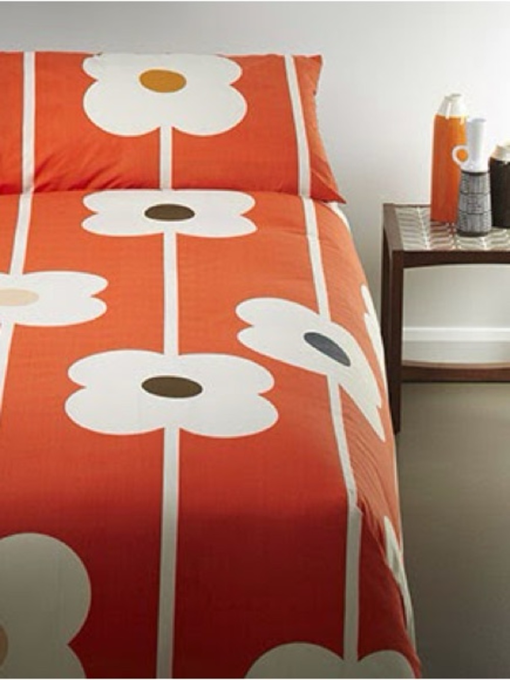 NIB Orla Kiely KING SIZE Giant Abacus Floral in Tomato Cotton Duvet + 2 Pillows